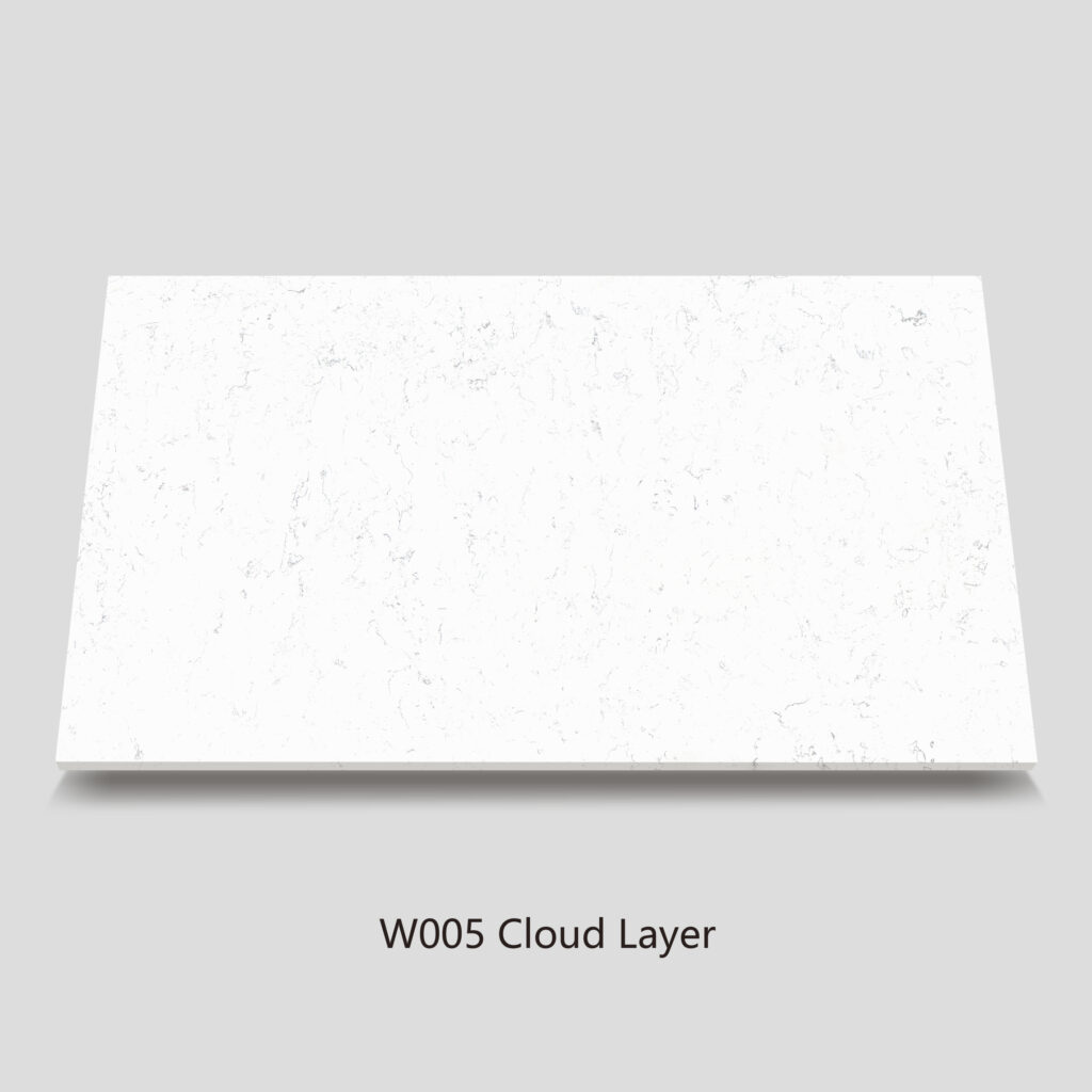 W005 Cloud Layer Quartz – Airy White Elegance for Modern Countertops